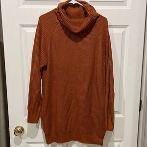 Cozy Women's Cowl Neck Sweater - Rust